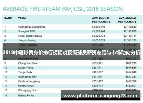 2018中超球员身价排行榜揭晓顶级球员薪资差距与市场动向分析